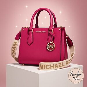 Michael Kors Maple Small Satchel Deep Fuchsia Saffiano Leather NWT